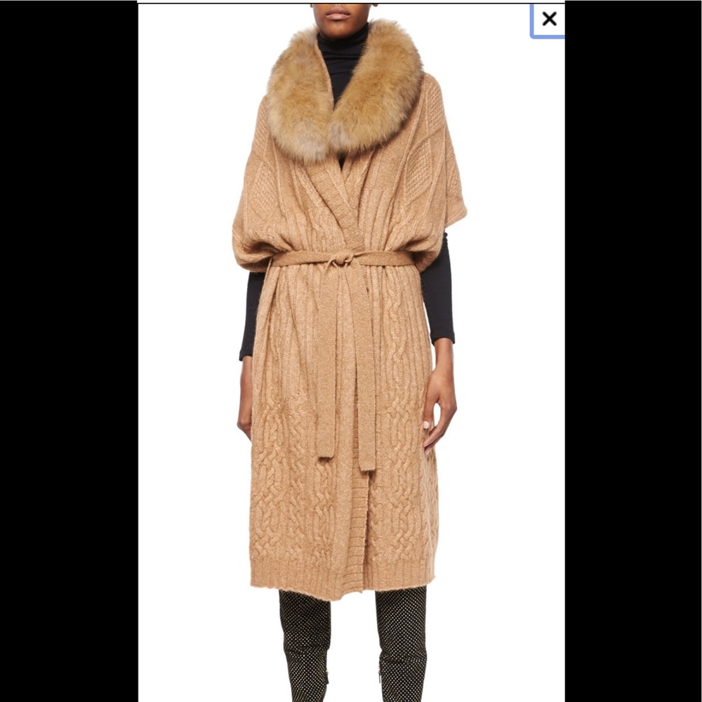 Alice and Olivia Klay fur collar sweater